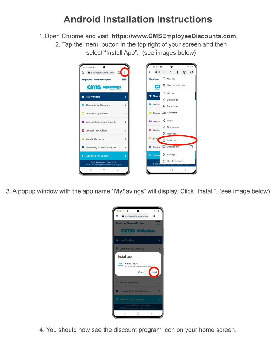 Android OS Installation Instructions